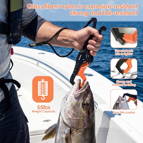 Fishing Tools Kit-Stainless Steel Fishing Pliers, Fish Lip Gripper, Multi-Functional Jaw Anti-Corrosion, Fishmen Must Have Fishing Gear - color: Orange