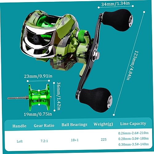 Baitcasting Reel Fishing Reel 18+1 Ball Bearing 7.2:1 Gear Ratio 9 Gear Braking Baitcaster Dual Handle Nylon Heavy Duty 10KG Fishing Reel. - color: Right Hand