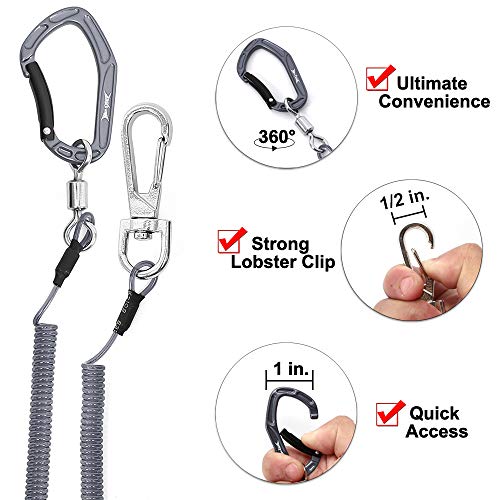 HERCULES M4 Fishing Lanyard, Fishing Pole Tether, Kayak Paddle Leash, Heavy Duty Retractable Coiled Lanyard for Fishing, Rods, Pliers, Boating, Paddles, Kayak - color: Paddle Leash (17.7" Plus)