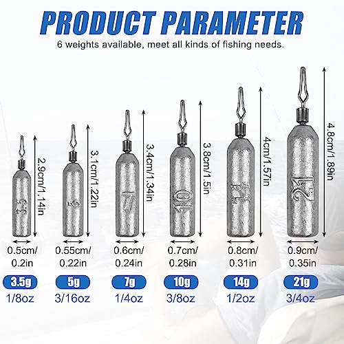 Drop Shot Weights Fishing Sinkers 25pcs Lead Drop Saltwater Fishing Weight Freshwater Drift Sinker Free Rig Fishing Weight Bass Rig Cylinder Removable Catfishing - size: Size2 (3/16oz.) 25 pcs