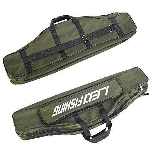 Conskyee Portable Foldable Fishing Rod Case, Fishing Pole Bag, Double Layer Oxford Travel Storage for Short Rods & Reels, Compact for Backpack (80cm/2.62ft)