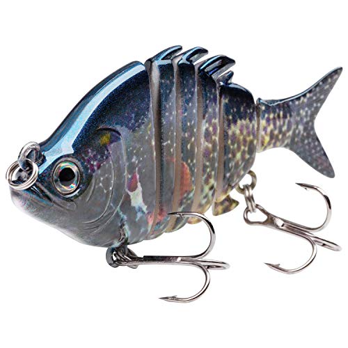 Bassdash SwimPanfish 2.5”/0.34oz Hard Bluegill Swimbaits Multi Jointed Topwater Trout Bass Fishing Crank Lure,Pack of 4 - color: BLPR