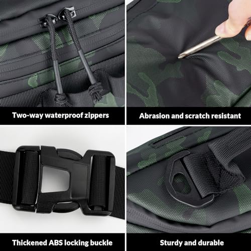 THKFISH Fishing Waist Pack, Fishing Tackle Bag Waterproof Fanny Pack for Women & Men Portable Sling Bag - color: Green Camo-REGULAR