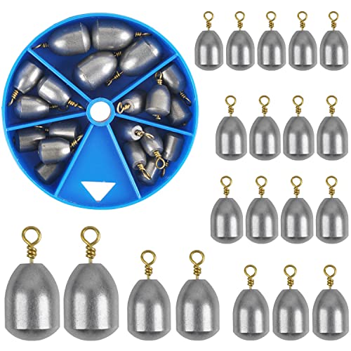 Iron Fishing Weights Sinkers, 20/58pcs Lead Free Steel Fishing Weights Bass Casting Sinkers for Saltwater Freshwater Bass Trout Catfish - style: 20pcs