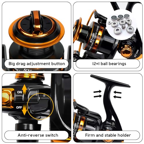 Summer and Centron Spinning Reels, 12 +1 BB Light Weight & Ultra Smooth Reel for Ice/Summer 3000/1000 Fishing Reel by QINGLER - color: SY1000