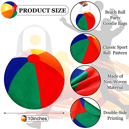 Shihanee 24 Pcs Beach Ball Party Favor Bags Pool Themed Goody Candy Bags Summer Treat Handbags Beach Non Woven Gift Handbags for Summer Pool Birthday Party Supplies - style: Beach Ball