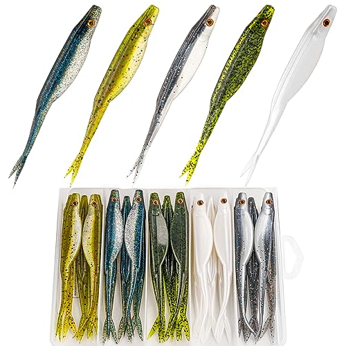 QualyQualy Soft Plastic Lures, Paddle Tail Split Tail Swimibaits for Bass Fishing, Jerkbaits Swim Baits for Trout Pike, 20/25/30 PCS