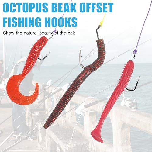 Octopus Fishing Hooks, 100pcs Offset Circle Hooks High Carbon Steel Catfish Hooks Freshwater Saltwater Fishing Gear Tackle 11 Sizes - size: 5/0-100pcs