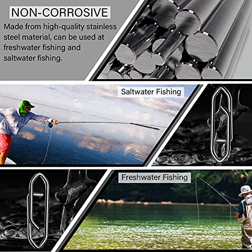Atibin Stainless Lock Snaps Swivel Steel Saltwater Connector Fishing Snap Line High Strength Fishing Clip Power Lure Connector - color: Black, size: Size5 (125lb) 50 pcs