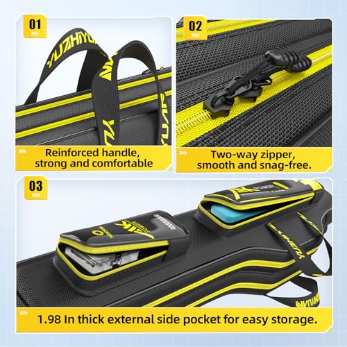 Fishing Rod Case 51in Quad-Layer 1680D Heavyweight Oxford Fishing Pole Case & Bag with Wire Frame Support (Not Hardshell)Quick-Access Compartments Anti-Sag Design Fishing Rod Bag Fishing Gift for Men - color: 4 Layer -Reinforced