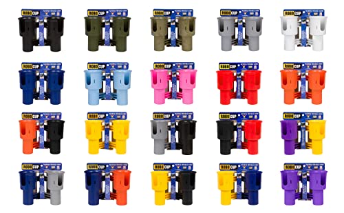 ROBOCUP, (Red), Patented Clamp On Boat Cup Holder |Multifunction Dual Drink Caddy for Fishing Poles, Tools, Net, Gaff |Portable Storage for Boating, Beach, Umbrellas, Golf Carts, Strollers - color: Red, size: Standard Spring