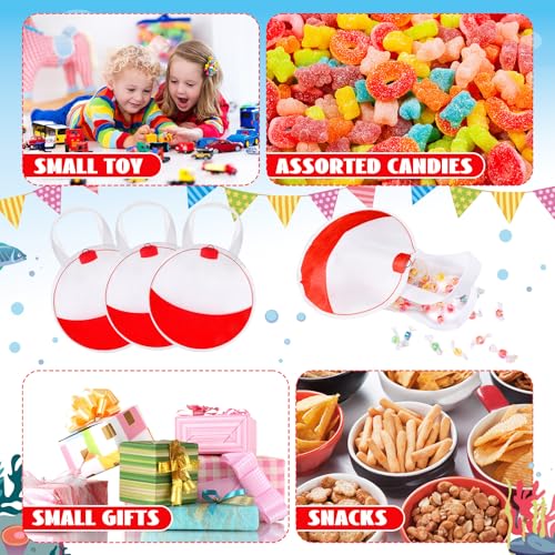 Shihanee 24 Pcs Fishing Bobbers Party Favor Bags Fishing Themed Goody Candy Bags Sport Game Treat Handbags Fisherman Non Woven Gift Handbags for Summer Theme Party Supplies - style: Fishing Bobbers