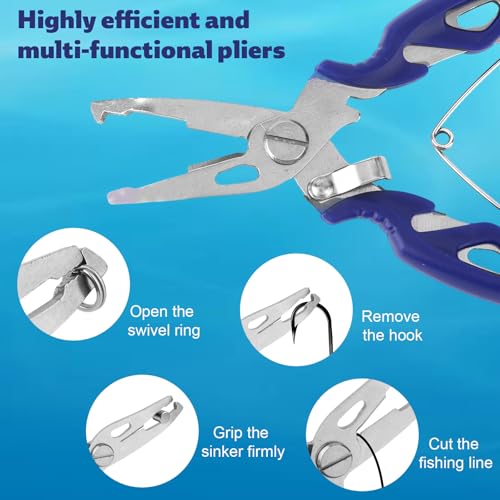 Fishing Split Pliers & Rings Kit, 4 Sizes Stainless Steel Split Scissors Equipment Gear Tool Accessories for Saltwater & Freshwater Fishing Tackle