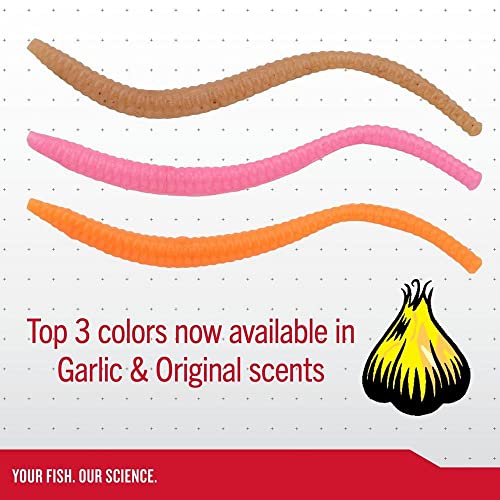 Berkley PowerBait Power Floating Trout Worm Fishing Soft Bait - color: Pumpkinseed - Original Scent, size: 3" (15 Count)