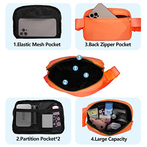 VOROLO Fanny Pack For Women And Men Crossbody Bag Belt Bag | Adjustable Strap Graduation Gifts Lightweight Travel Running - color: Black+Orange-1
