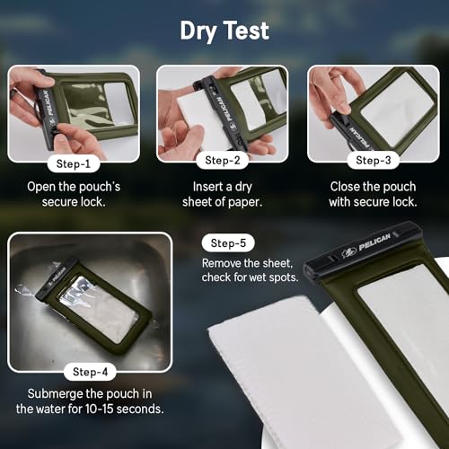 Pelican 2 Pack Marine Waterproof Phone Pouch (Regular) - Olive Green | Touchscreen IP68 Floating Waterproof Phone Case w/Detachable Lanyard - Fits All Phones - Beach Cruise Ship Travel Essentials - color: Olive Green - 2 Pack - Regular, size: Regular, sty