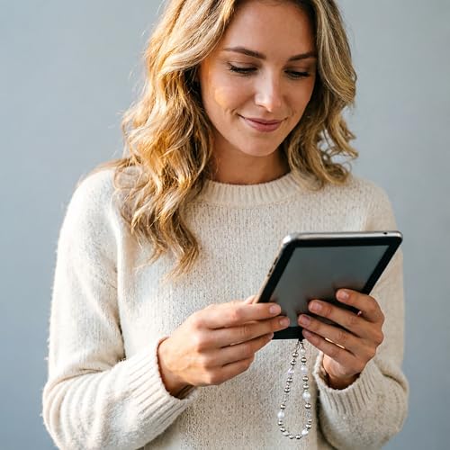 Beaded Phone Lanyard Wrist Strap Phone Charms Fixed Beads Pearl Chain - color: PC-cpzz-1