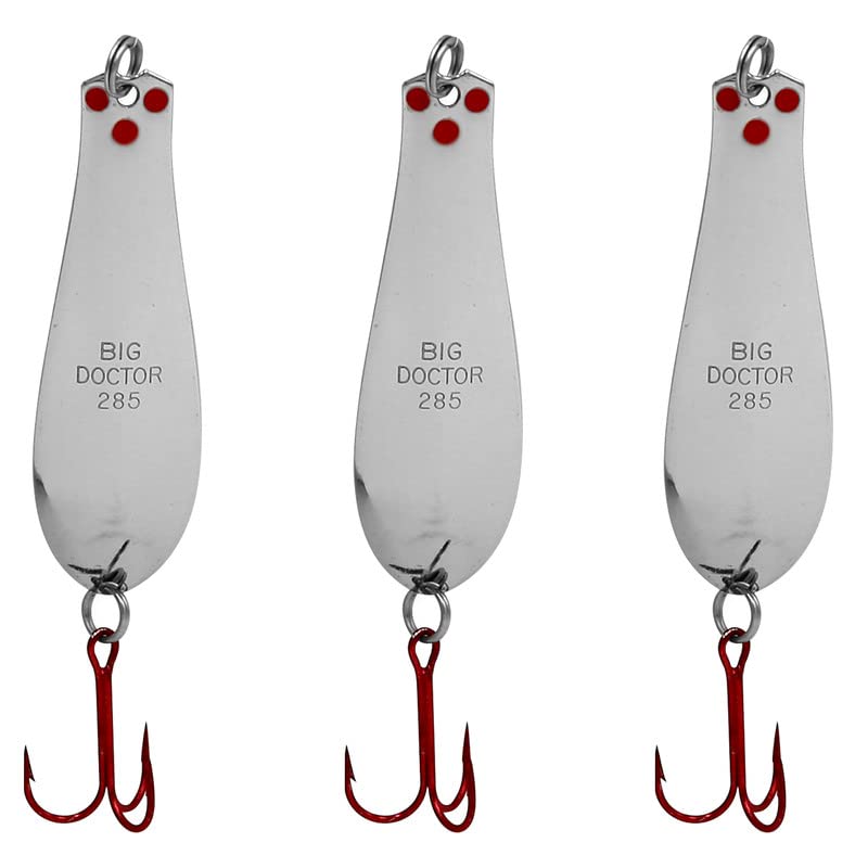 Doctor Spoons Fishing Lures Series - Made in USA - Saltwater & Freshwater - Eagle Claw Hook - Walleye, Bass, Northern, Pike, Salmon, Trout, Striper - Casting, Jigging, Trolling, 3 Pack - color: Nickel/Gold Back, size: 1 7/8" | 1/4 oz