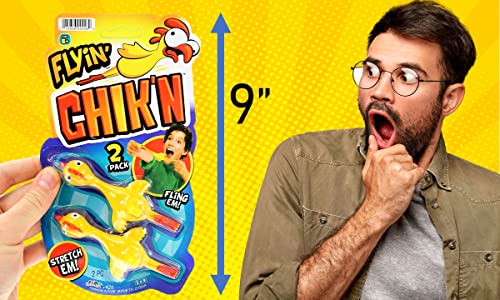 JA-RU Mini Rubber Chicken Slingshot Toy - 1 Pack, 2 Flying Chickens 426-1A | Finger Slingshot Toys for Kids, Funny Chicken Party Favors, Gag Gifts, and Classroom Prizes - color: Sling a Chicken, size: 1 Pack