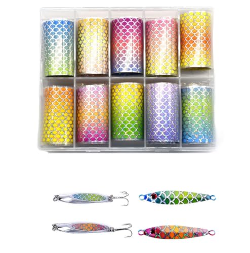 Holographic Fish Scale Lure Film, 10 Pieces, Multicolor Fishing Lure Stickers for DIY Hard Bait Making
