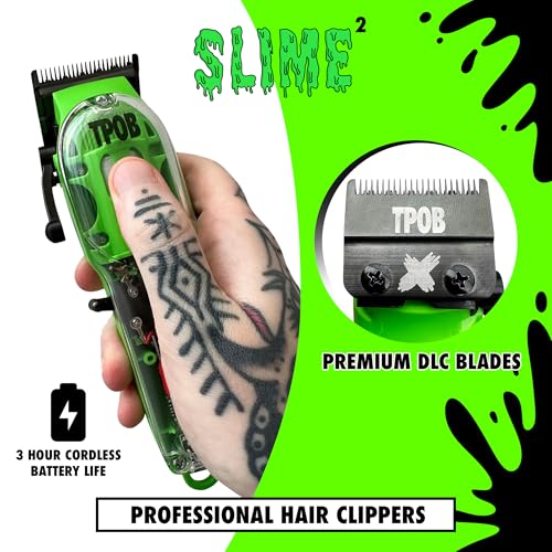 TPOB Slime 2 Barber Hair Clippers for Men 6800 RPM with Matte Green Case and X Fade Blade - color: Slime