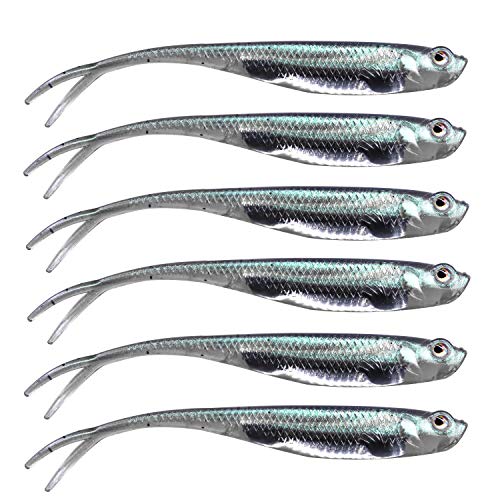 QualyQualy Soft Swimbait Fishing Lures 5PCS 6PCS Jerk Shad Minnow Drop Shot Lure Bass Bait Shad Lure Soft Jerkbait for Bass Trout Pike Walleye Crappie 2.95'' 3.93'' 4.72'' - color: A-4#, size: 3.93“ - 5Pcs