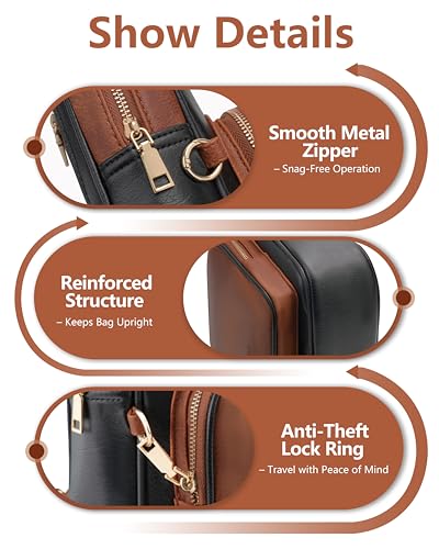 Anti Theft Crossbody Bags for Women RFID Leather Sling Purses,Crossbody Bags Travel Leather Fanny Pack for Women - color: Black+brown
