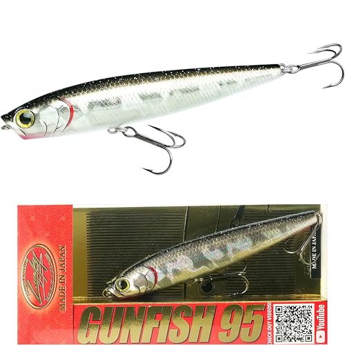 LUCKY CRAFT Gunfish 95NF Top Water Bass Fishing Lures, 4” Floating Lure with Cupped Mouth, Freshwater Trout and Bass Lures Fishing Gear, Accessories for Tackle Box - color: 419 BP Golden Shiner