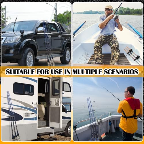 Silipull 2 Pcs Magnetic Fishing Rod Holder for Car Portable Outdoor Pole Rack Fly Fishing Pole Rack Stands with 3 Holder Slots for Truck Bed Wall Garage Door Summer Boat Accessories for Men Gifts