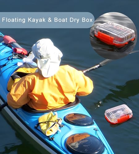 Small Waterproof Box Mini Dry Box Waterproof Container Watertight Storage Case Small Waterproof Boxes for Kayaking Boating Orange Drybox, 5.5" L x 4" W x 2.4" H