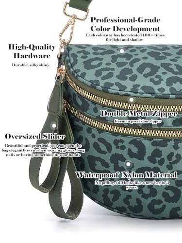 Pure Colour Crossbody Bag Bum Bag for Women,Spacious Purse Fanny Packs Belt Bag,Oversized Bum Bag (Bean Green Leopard Print Bum Bag) - color: Bean Green Leopard Print Bum Bag