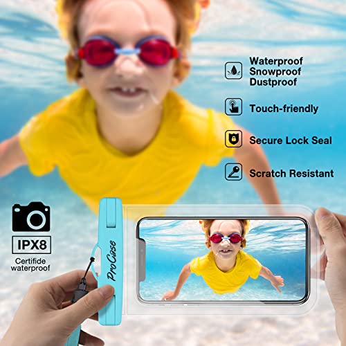 ProCase 2 Pack Waterproof Phone Pouch Case, 7" Universal Underwater Cellphone Dry Bag for iPhone 17 Air 16 15 14 13 Pro Plus Max 12 11, Galaxy S24 S23 S22 Ultra Pixel -Blue/Pink - color: Blue/Pink
