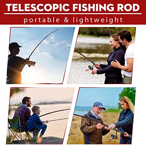 Fishing Rod and Reel Combos, Unique Design with X-Warping Painting, Carbon Fiber Telescopic Fishing Rod with Reel Combo Kit with Tackle Box, Best Gift for Fishing Beginner and Angler - color: Red, size: 2.4 m 7.87 ft (Tackle Box)
