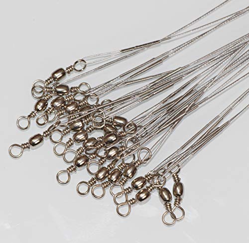 50pcs Fishing Wire Leaders Heavy Duty Nylon-Coated Fishing Line Wire Leaders with Swivels and Snaps 6inch Black/Green/Silver - color: 50pcs silver, size: 6 inch