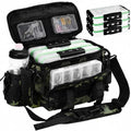 Fishing Tackle Bag with 3 Pcs 3600 Tackle Trays Expandable Soft Fishing Bag Waterproof Camouflage Gear Backpack Padded Shoulder Strap Angler Gear Storage Gifts for Fishermen(Green) - color: Green