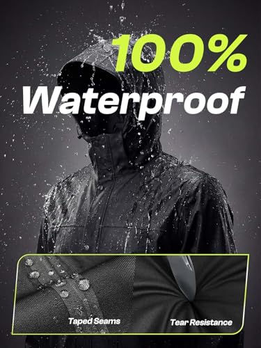 SaphiRose Men's Waterproof Rain Gear 2pcs/set Packable Rain Suit for Working Fishing - color: Black With Placket, size: Small