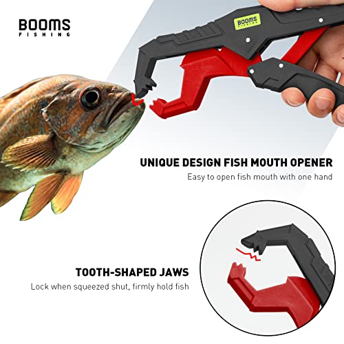 Booms Fishing Gear and Equipment: 6pcs Fishing Tools Kit with Needle Nose Pliers, Fish Gripper, Scissors, 24" Ruler, Retractor & Lanyard - Saltwater Fishing Tackle Accessories Gifts for Men, TK1 - color: Red