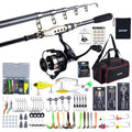 GOTURE Telescopic Fishing Rod and Reel Combos, Carbon Fiber Travel Fishing Pole, 9+1 BB Spinning Reel, Saltwater Freshwater Fishing Gear Kit with Braided Line, Lures, Carrier Bag for Bass Trout - color: 1 Rod & 1 Reel Spinning Fishing Combo - Oxford Soft