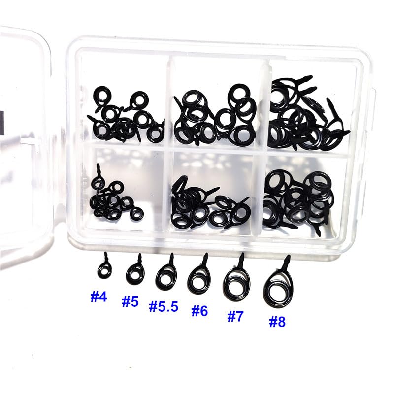 60PCS Fishing Rod Guides Repair Kit K-Series Single Foot Running Guides KT Black