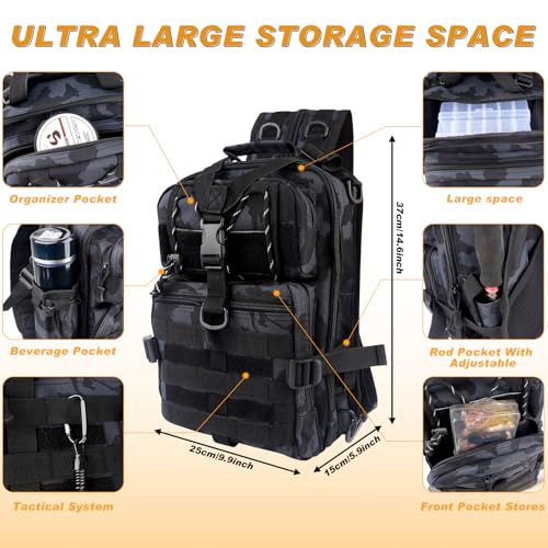 139PCS Tackle Box Backpack,Fishing Backpack with Accessories,Tackle Bag,Fishing Tool Kit Fish Pliers Salt Water Fishing Tackle Set for Men Women Gifts (Black Scorpion) - color: Black Scorpion