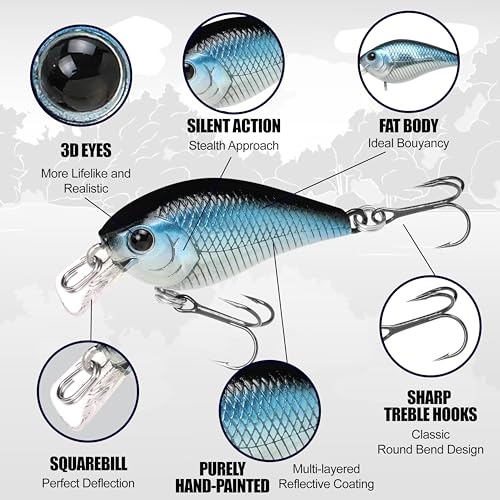 Lucky Craft LC 0.3 Squarebill Crankbait, Silent Fishing Lure for Bass Trout and Pike, Made in Japan, Freshwater Fishing Gear, Hard Bait Bass Lures - color: 137 to Craw