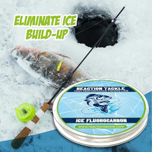 Reaction Tackle Ice Fishing Fluorocarbon Line - Fast Sinking, Abrasion Resistant, Low Visibility Leader and Main Line for Panfish, Trout, Walleye and Bass - size: 1 Lb (125 Yards)