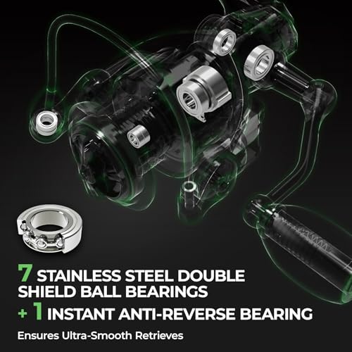 KastKing Spartacus II Spinning Reel – Sealed Carbon Fiber 22LBs Max Drag – 7+1 Stainless BB for Saltwater&Freshwater – 5.2:1 Gear Ratio – Size 500&1000 Perfect for Ice Fishing - size: 500