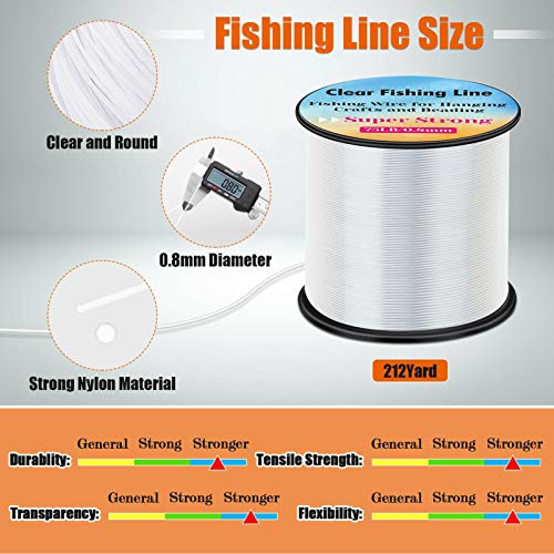 Strong Fishing Line Clear, Acejoz Fishing Wire 0.3mm, 0.45mm, 0.8mm Invisible Hanging Wire Nylon String Heavy Duty Monofilament Line for Hanging Decoration Balloon Garland Crafts - color: 0.8mm