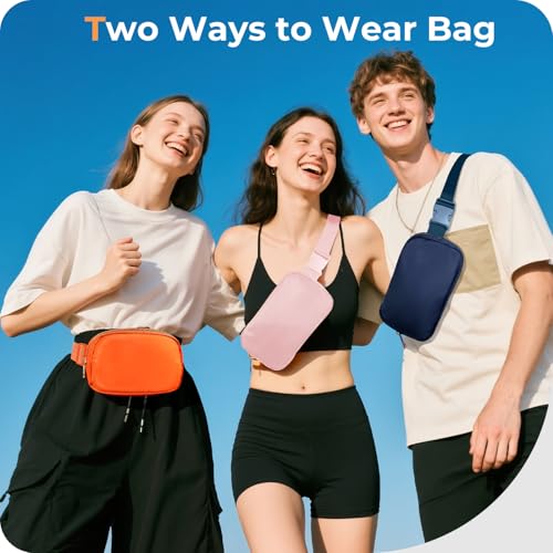 Belt Bag Zipper Fanny Pack Crossbody Bags for Women,Fashion Nylon Waist Packs, Water Repellent Two Way wear with Adjustable Strap Gifts for Teenage Girls Women Men(pink) - color: pink