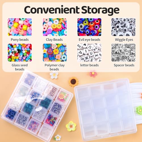 Eppingwin 16 Grids Bead Organizer, Craft Organizers and Storage, Acrylic Organizers, Plastic Bead Organizer Box for Crafts Organizing Storing - color: 16 grids(1 P)