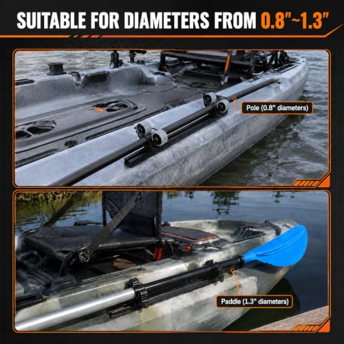 1005 Kayak Paddle Holder for Track Mount (2-Pack) Silent Rubber Roller Rail Clip Anti-Slip & Custom Fit Accessories for Fishing Rods & Nets - color: Green