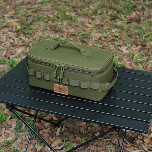 Tactical Camping Storage Bag 9L Tactical Utility Tote Bag Camping Cookware Organizer Trunk Organizer - color: Army Green