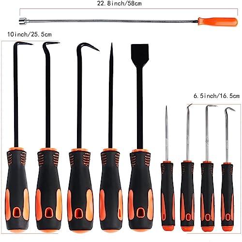 Hook and Pick Set with Case 13 Pcs - Clip Pliers & Fastener Remover, Gasket Scraper Tool, Magnetic Pick Up Tool, for Hose Removal Puller and Auto Upholstery Combo Repair Kit - size: 13set