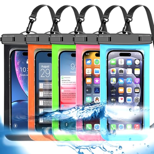 Famoby 5 Pack Multicolor Waterproof Phone Pouch, Cell Phone Case Dry Bag,Protection Level: IP68,Beach Cruise for iPhone,Samsung,and More,Lanyard Included,(Fits Up to 8.3"),Black,Blue,Pink,Orange,Green - color: Multicolor 5 Pack,Black,Blue,Pink,Orange,Gree
